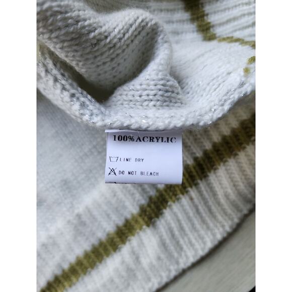 Sweater-Angashion-Striped-Green-Silver-White-Metallic-Long Sleeves - Picture 8 of 15